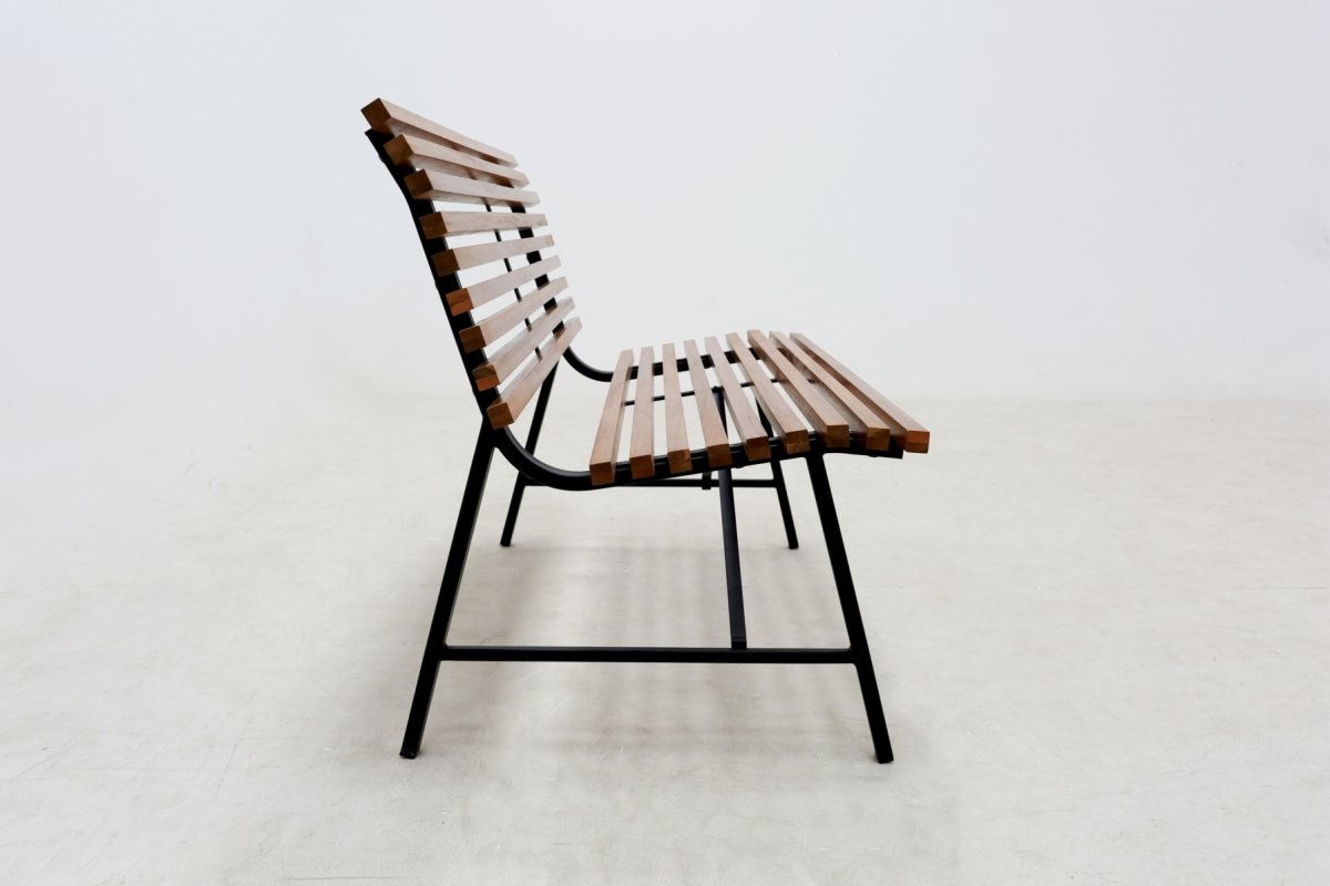 Stefania Havebænk, 130x65cm, sort/teak