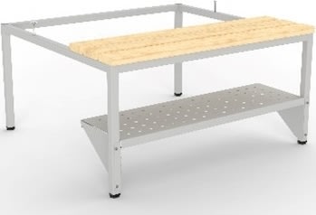 Skohylde til Proff bænk med 2 søjler, 60 cm, grå