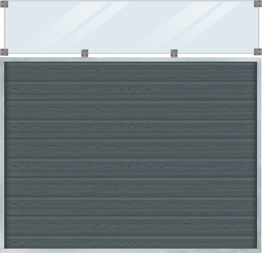 Plus Artura Komposithegn, glas 37cm, grå,180x175cm