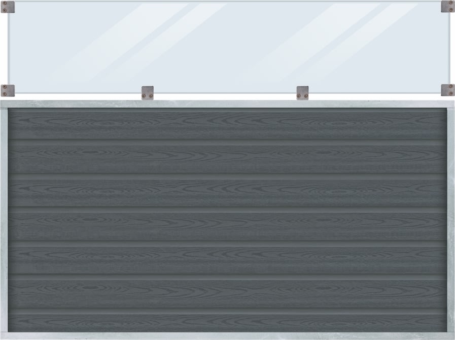 Plus Artura Komposithegn, glas 37cm, grå,180x135cm