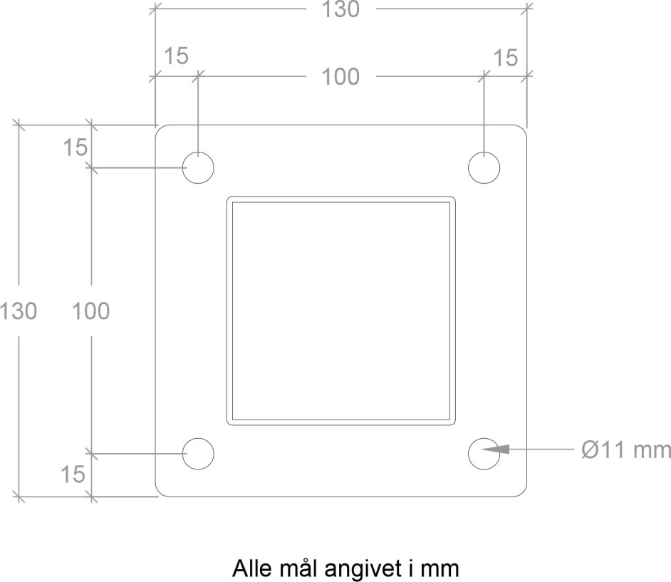 Plus Stålstolpe med fod, 8x8x96 cm.