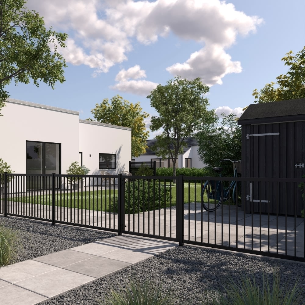 Plus Basic Stålhegn, sort, 150x85 cm.