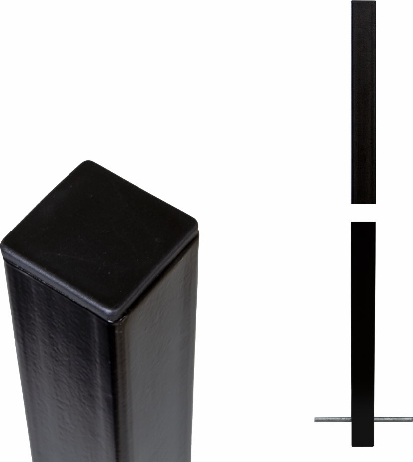 Plus Stålstolpe t/nedstøbning, sort, 4,5x4,5x186cm