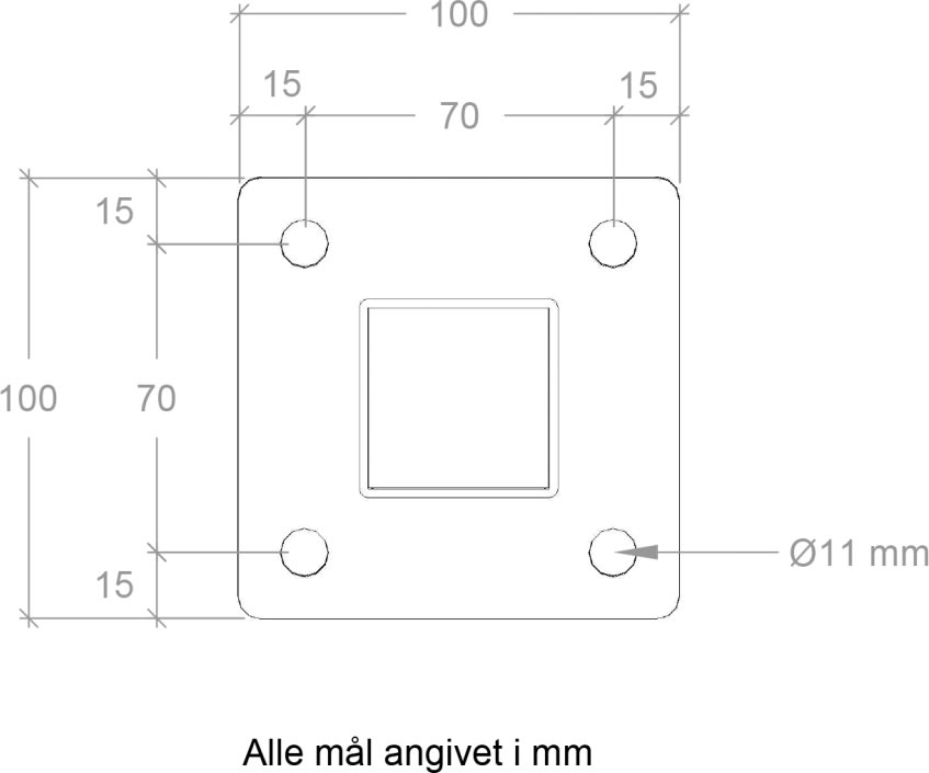 Plus Stålstolpe med fod, sort, 4,5x4,5x96 cm.
