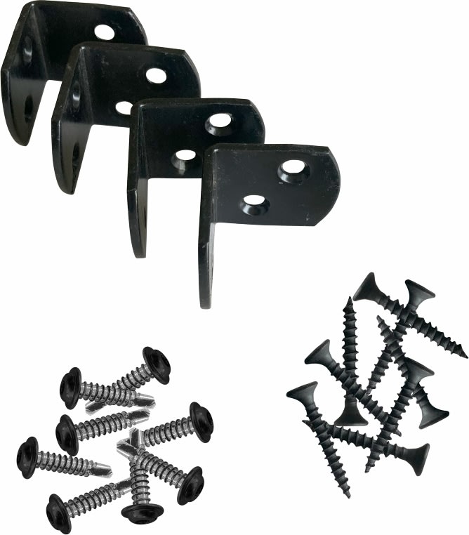 Plus L-beslag til træhegn, sort, 4 stk.