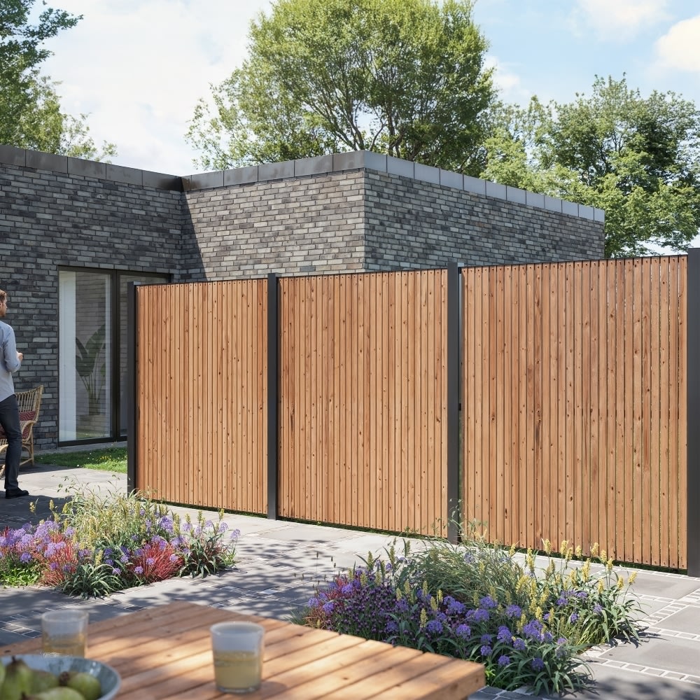 Plus Saga Træhegn, Thermowood, 150x180 cm.