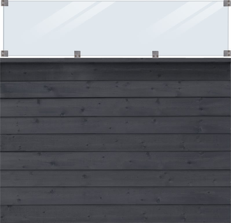 Plus Klink Profilhegn, glas 44,6, sort, 174x163cm