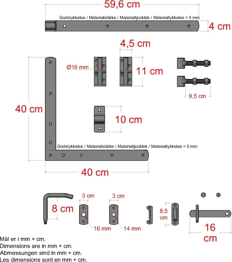 Plus Klink enkeltlåge, sort, 100x163 cm.