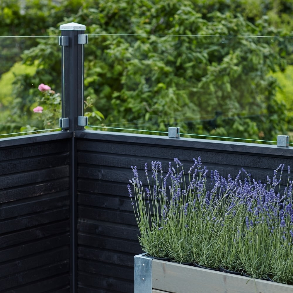 Plus Plank Profilhegn, glas 44,6, sort, 174x163cm