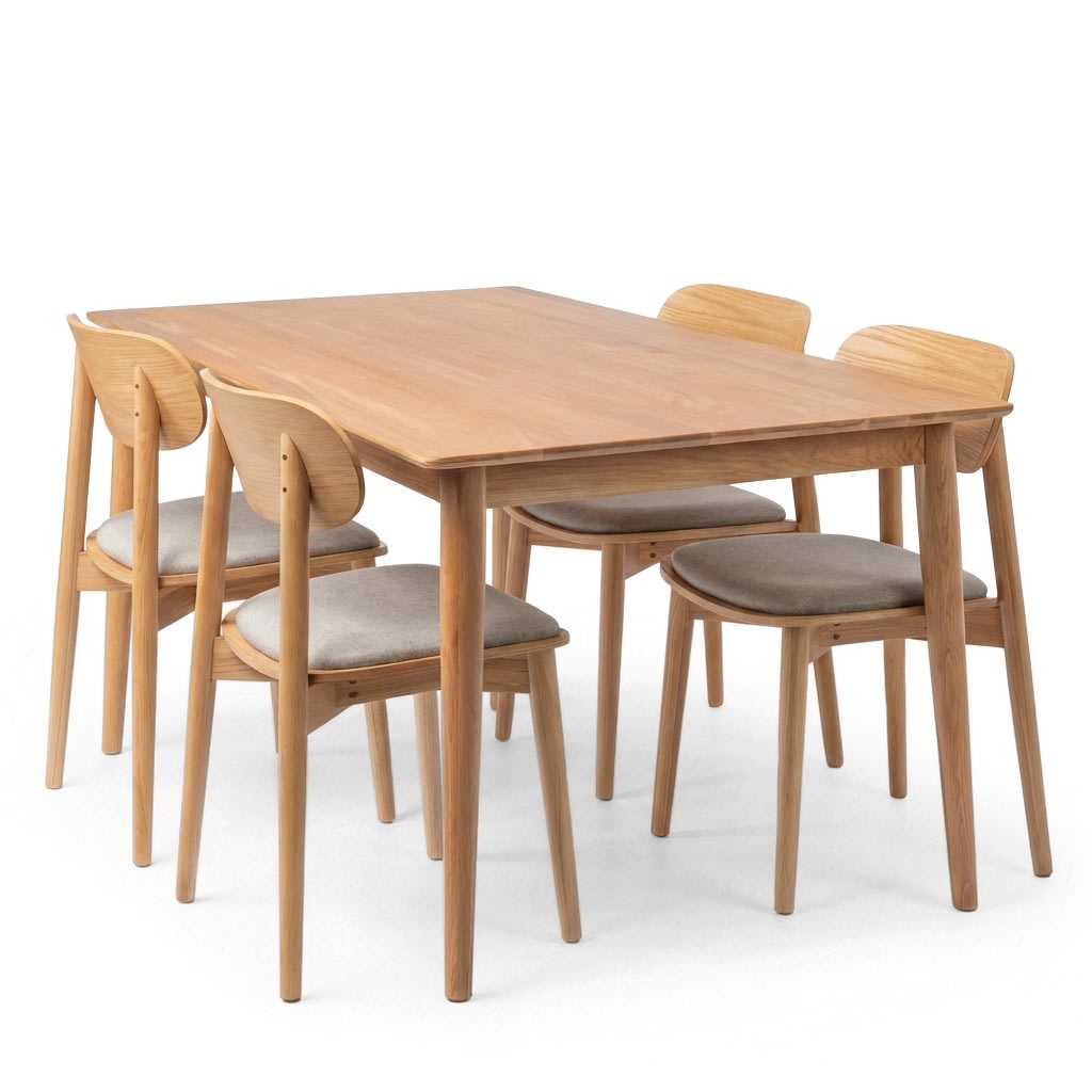 NordicLine kantinesæt m/4 stole m/polstring, eg