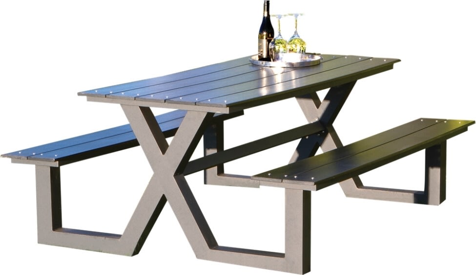 Bord-bænkesæt X-model, sort nonwood, alu stel