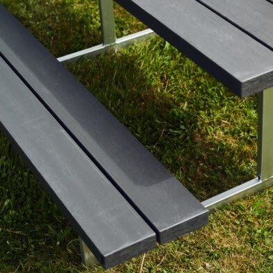 Bord-bænkesæt HEL, antracitgrå nonwood, stålstel