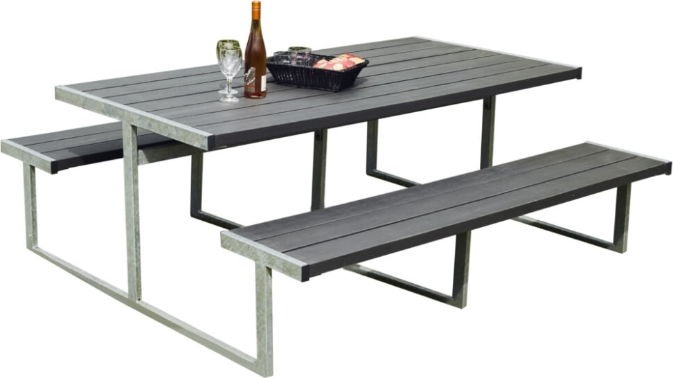 Bord-bænkesæt NJORD, antracitgrå nonwood, stålstel