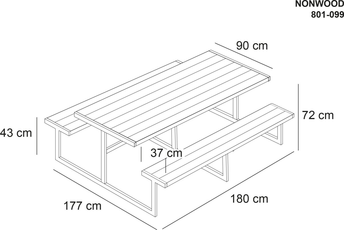 Bord-bænkesæt NJORD, antracitgrå nonwood, stålstel