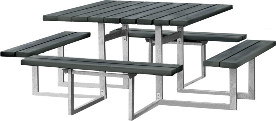 Bord-bænkesæt 8 pers, antracitgrå nonwood stålstel