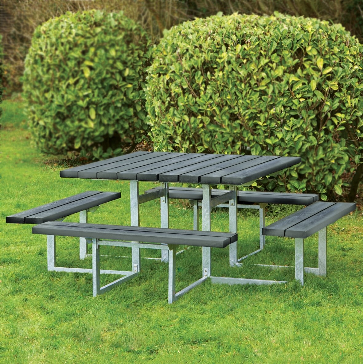 Bord-bænkesæt 8 pers, antracitgrå nonwood stålstel