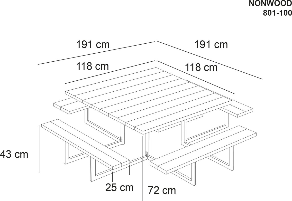 Bord-bænkesæt 8 pers, antracitgrå nonwood stålstel