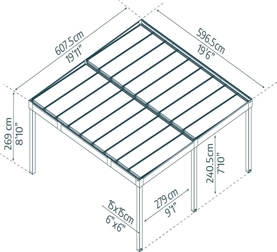 Palram Canopia Carport Oslo 2 biler, 6x6 meter