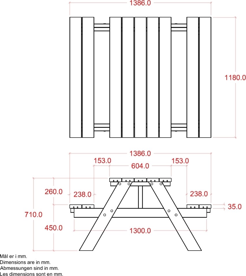 Plus Bistro bord-bænkesæt, 118 cm, Natur