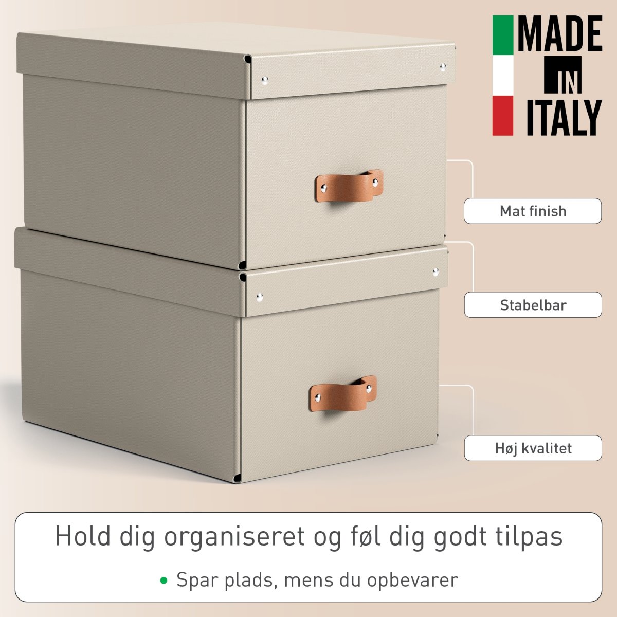 Leitz Puro Boks m. låg | M  | Beige | 2 stk.