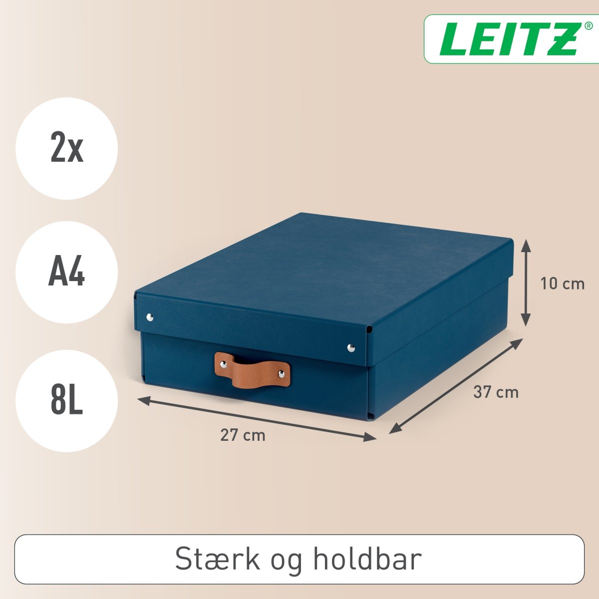 Leitz Puro Boks m. låg | M lav | Blå | 2 stk.