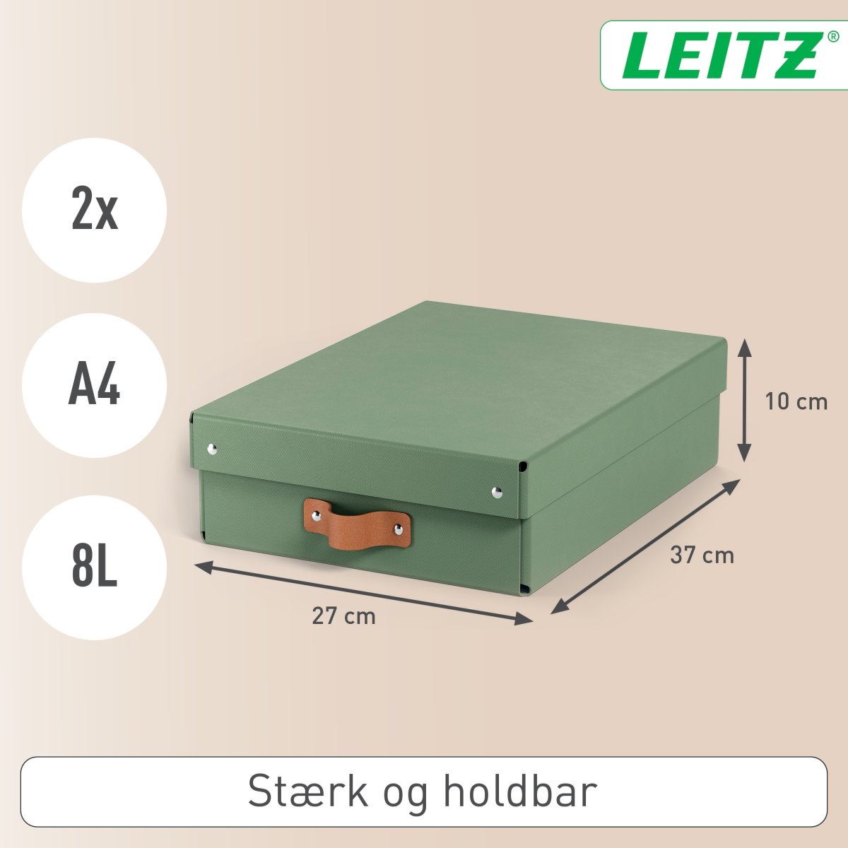 Leitz Puro Boks m. låg | M lav | Grøn | 2 stk.