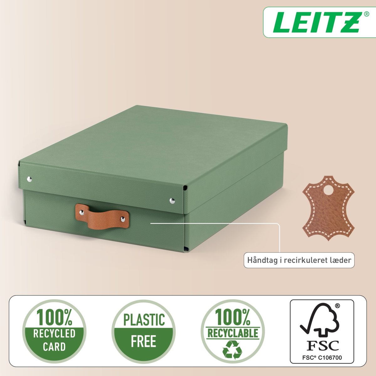 Leitz Puro Boks m. låg | M lav | Grøn | 2 stk.