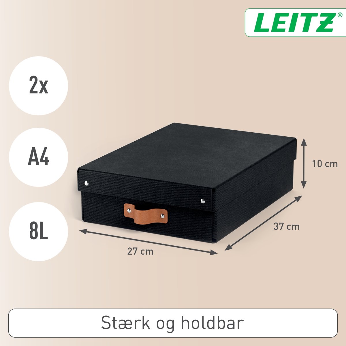 Leitz Puro Boks m. låg | M lav | Sort | 2 stk.