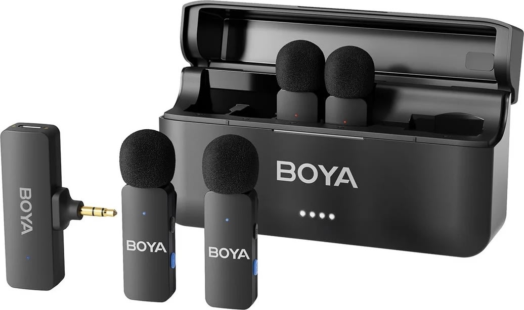 BOYA trådløse 2.4 GHz mikrofoner, 4 stk.