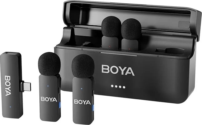 BOYA trådløse 2.4 GHz USB-C mikrofoner, 4 stk.