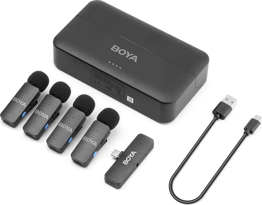BOYA trådløse 2.4 GHz USB-C mikrofoner, 4 stk.