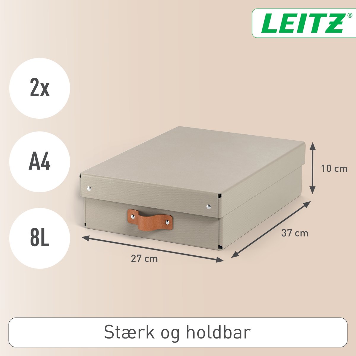 Leitz Puro Boks m. låg | M lav | Beige | 2 stk.
