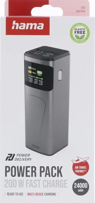 Hama 200W Powerbank, 24000mah, 2xUSB-C, 1xUSB-A