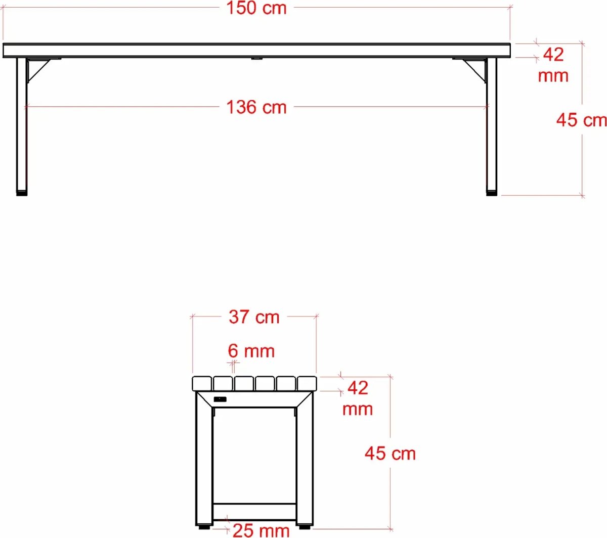 Plus Trend Living Plankebænk, Thermowood/sort
