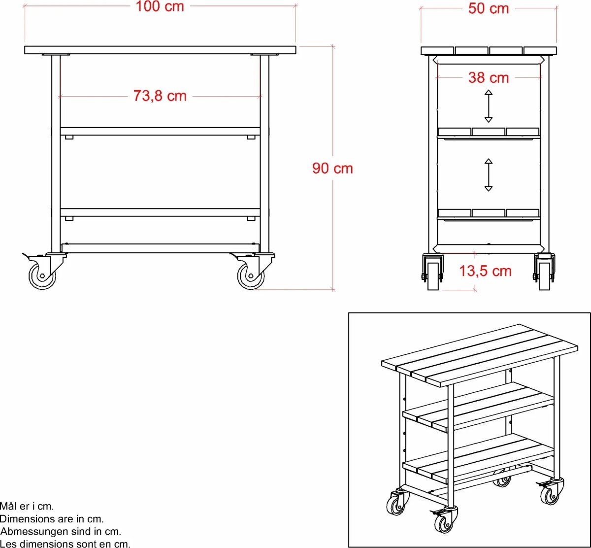 Plus Urban Picnic Grillbord 2 hylde, sort/sort