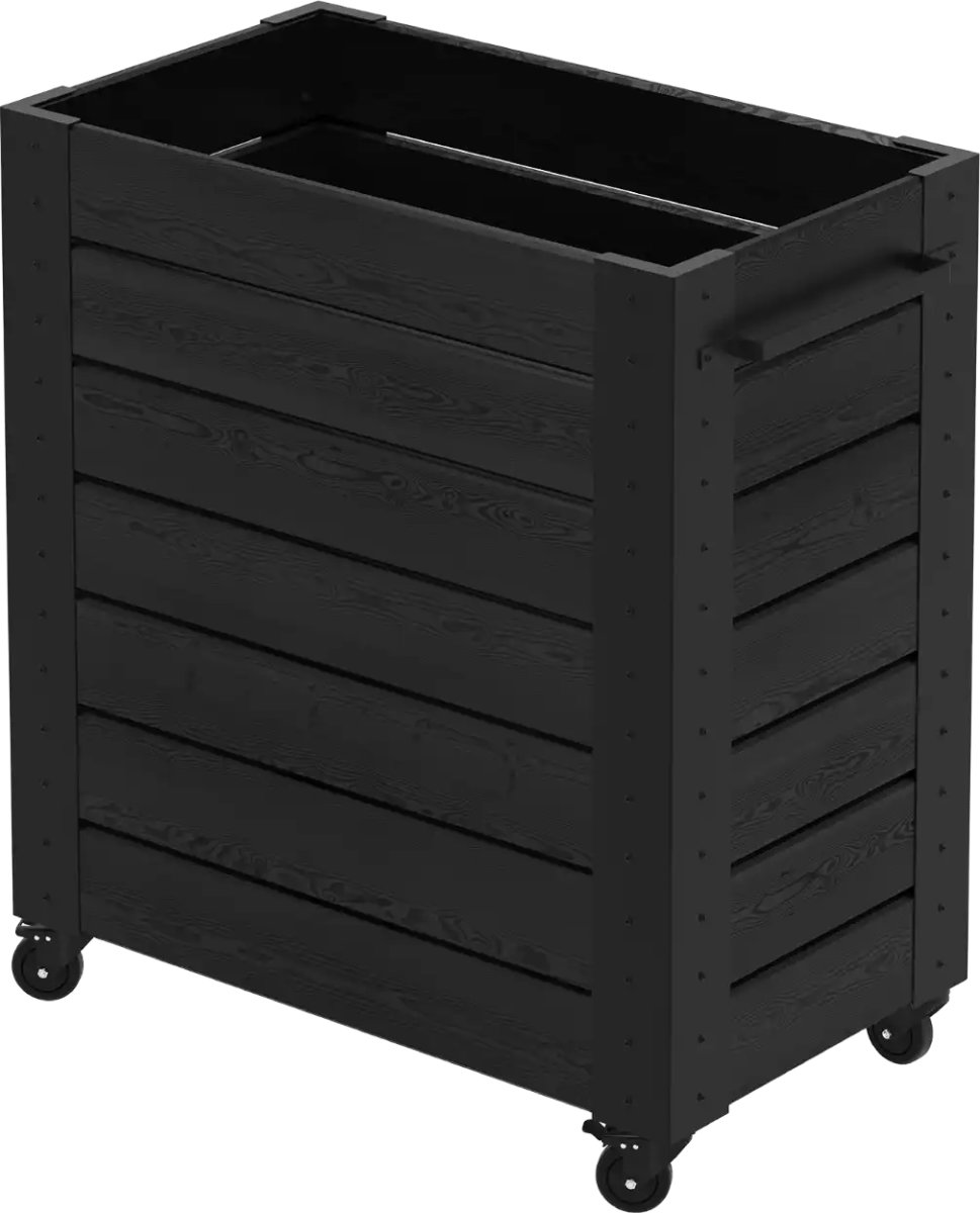 Plus Cubic Blomsterkasse m/hjul 87x50x98, sort