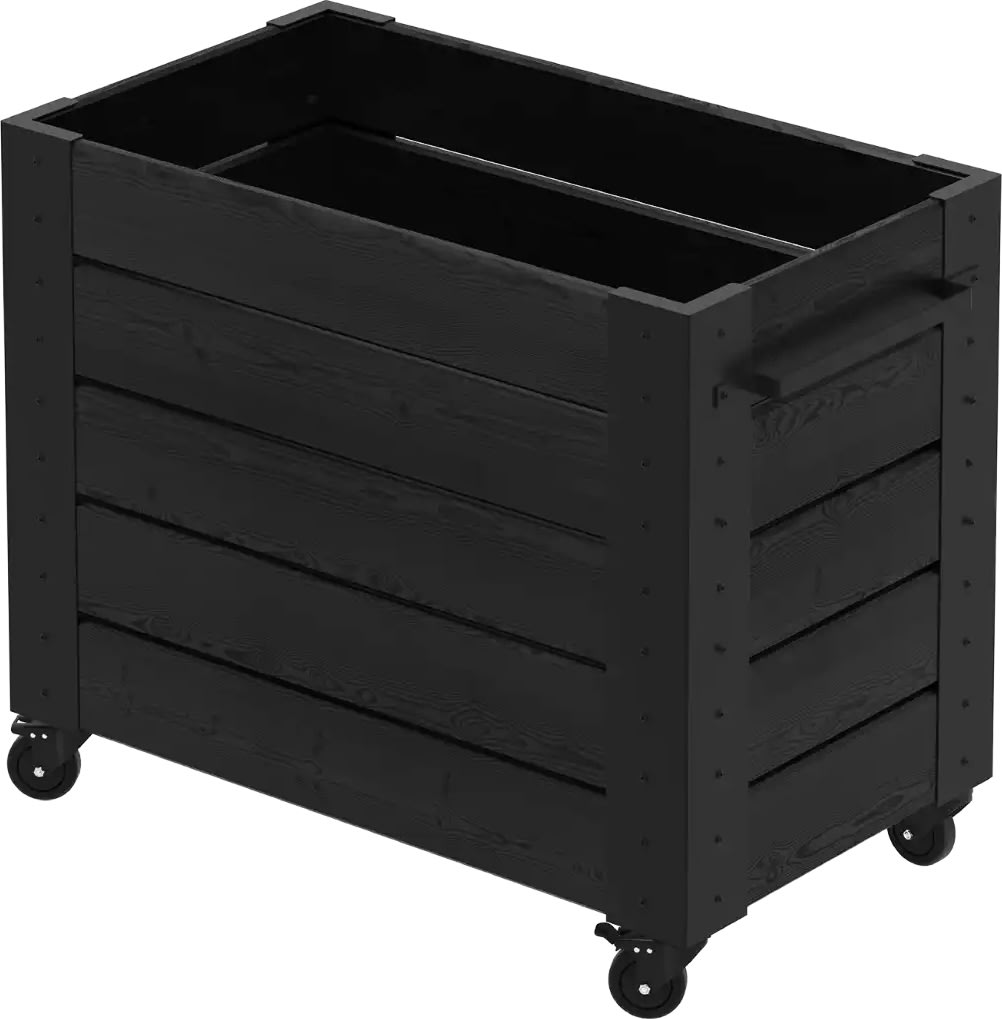 Plus Cubic Blomsterkasse m/hjul 87x50x73, sort