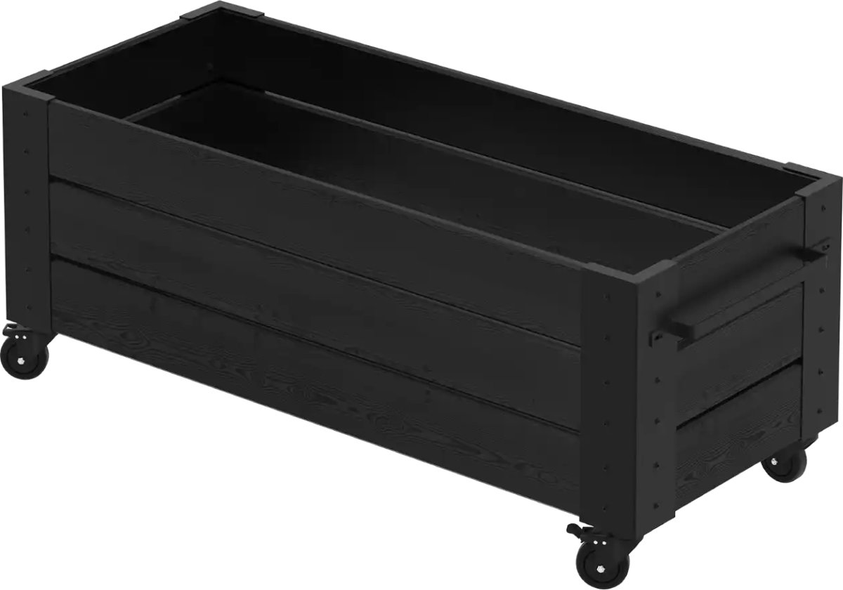 Plus Cubic Blomsterkasse m/hjul 120x50x48, sort