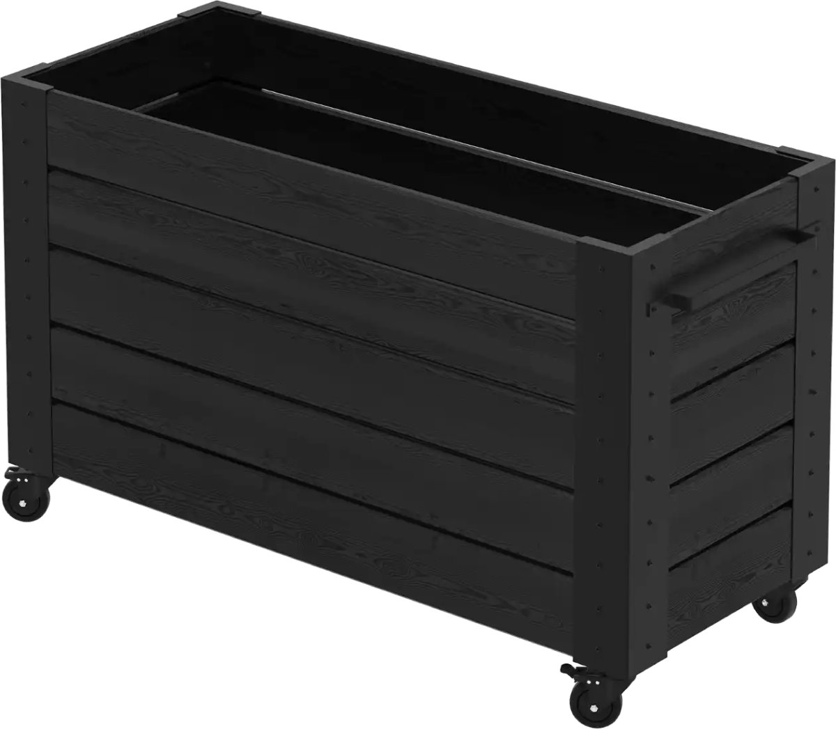 Plus Cubic Blomsterkasse m/hjul 120x50x73, sort