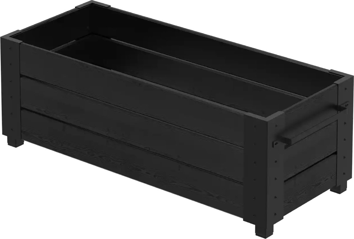 Plus Cubic Blomsterkasse m/fødder 120x50x42, sort
