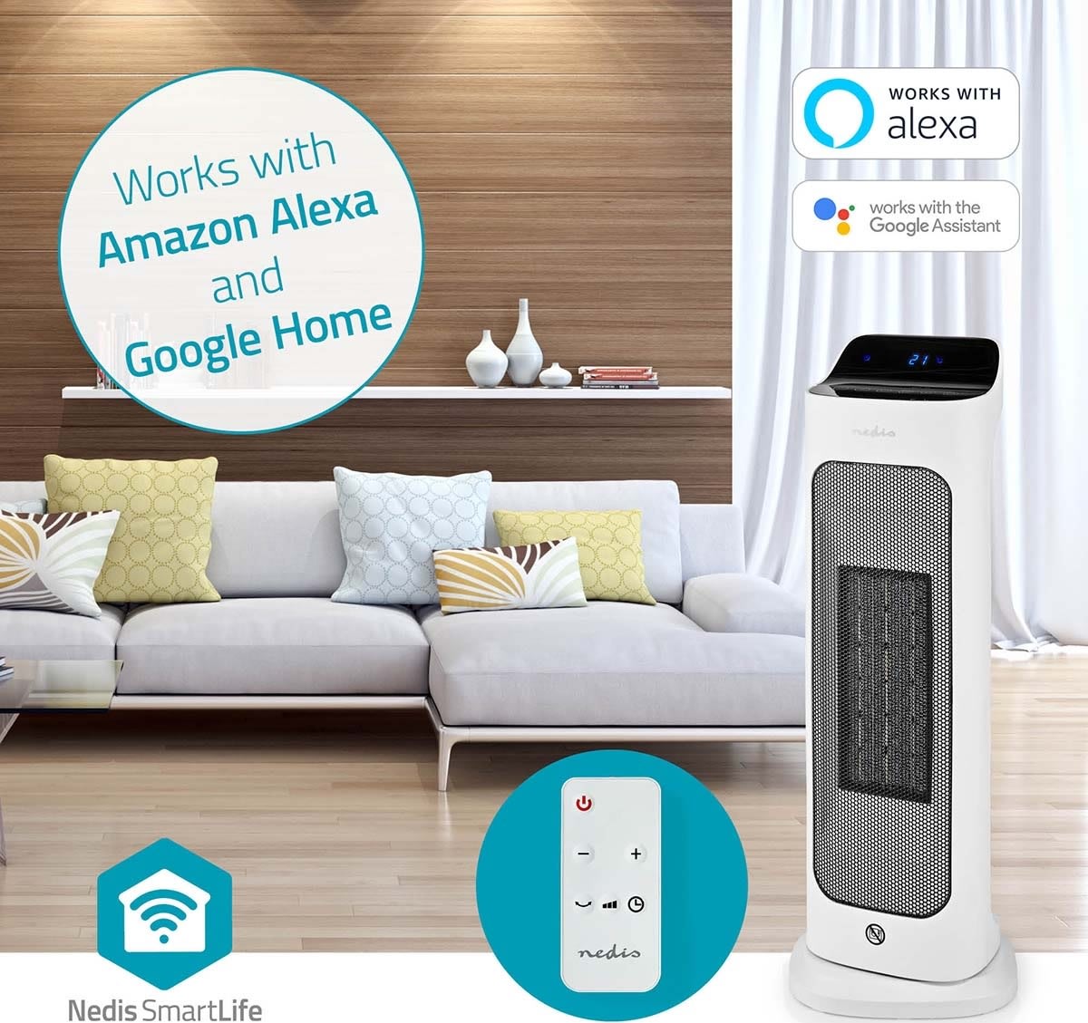 Nedis SmartLife Keramisk PTC Varmeblæser, 2000W