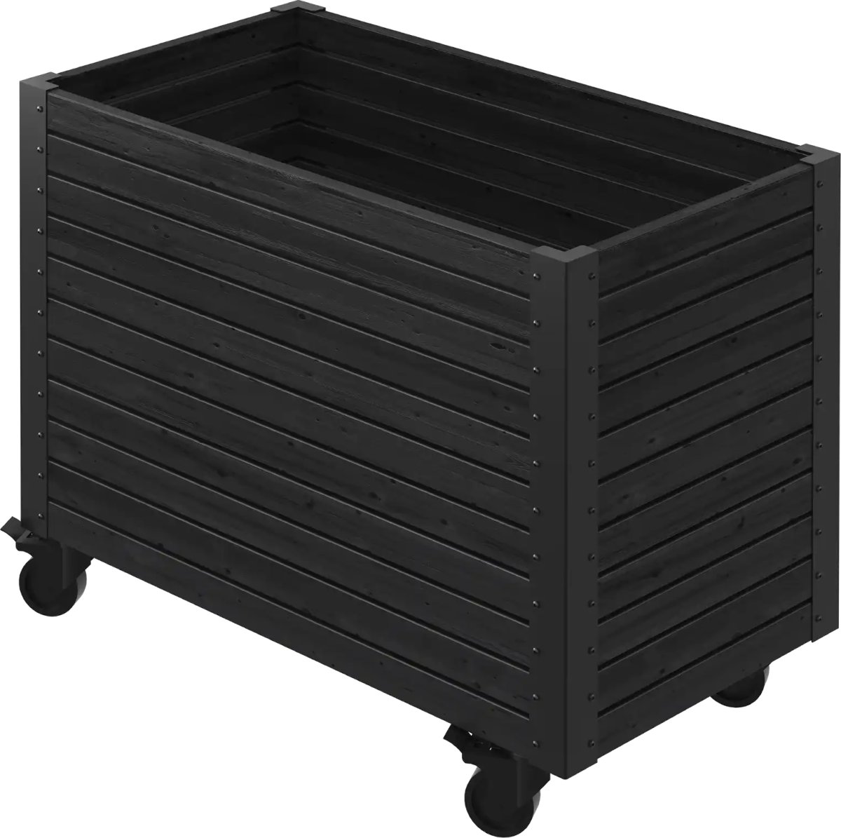 Plus Cubic Blomsterkasse m/hjul 87x47x65,5, sort