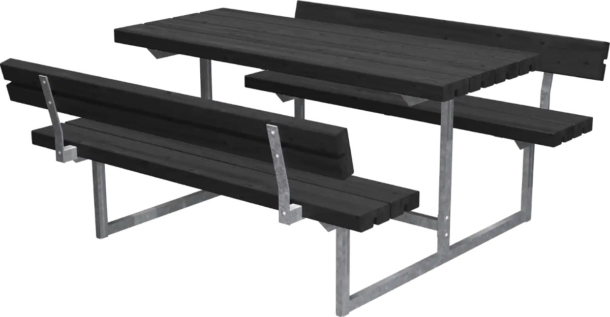 Plus Basic Junior bord/bænkesæt+ryglæn, sort 118cm