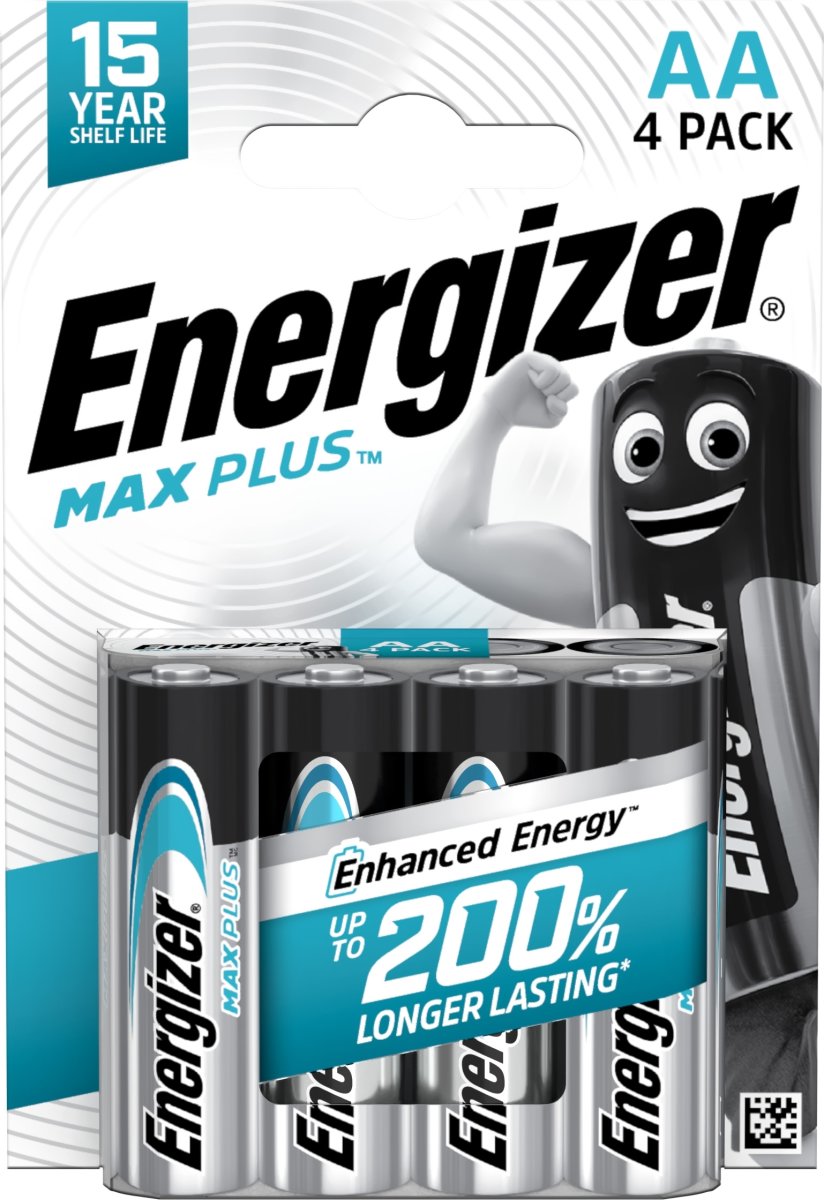 Energizer Max Plus Alkaline AA batteri, 4 stk.