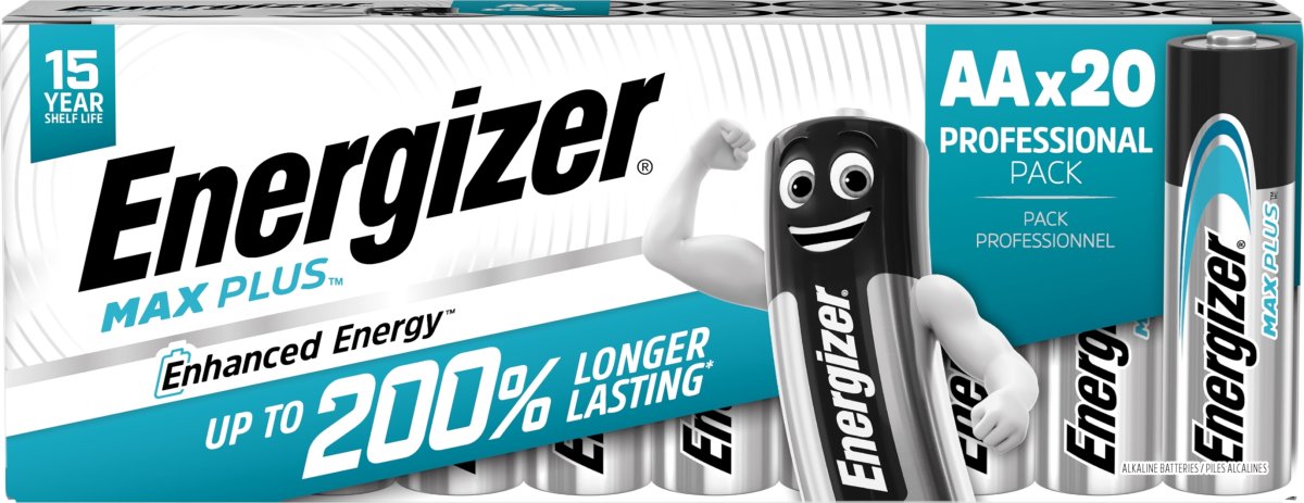 Energizer Max Plus Alkaline AA batteri, 20 stk.