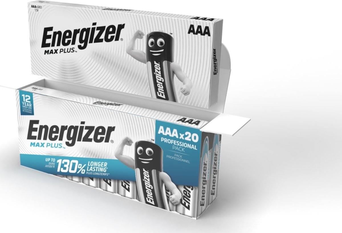Energizer Max Plus Alkaline AAA batteri, 20 stk.