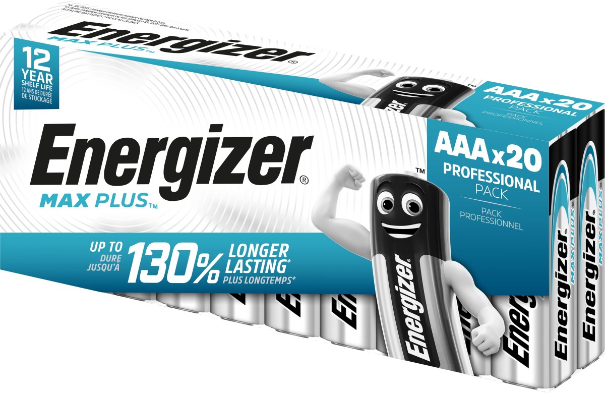 Energizer Max Plus Alkaline AAA batteri, 20 stk.