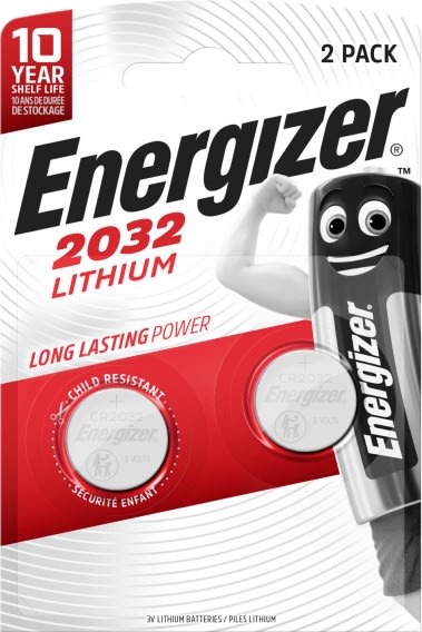 Energizer Lithium CR2032 knapcelle batteri, 2 stk.