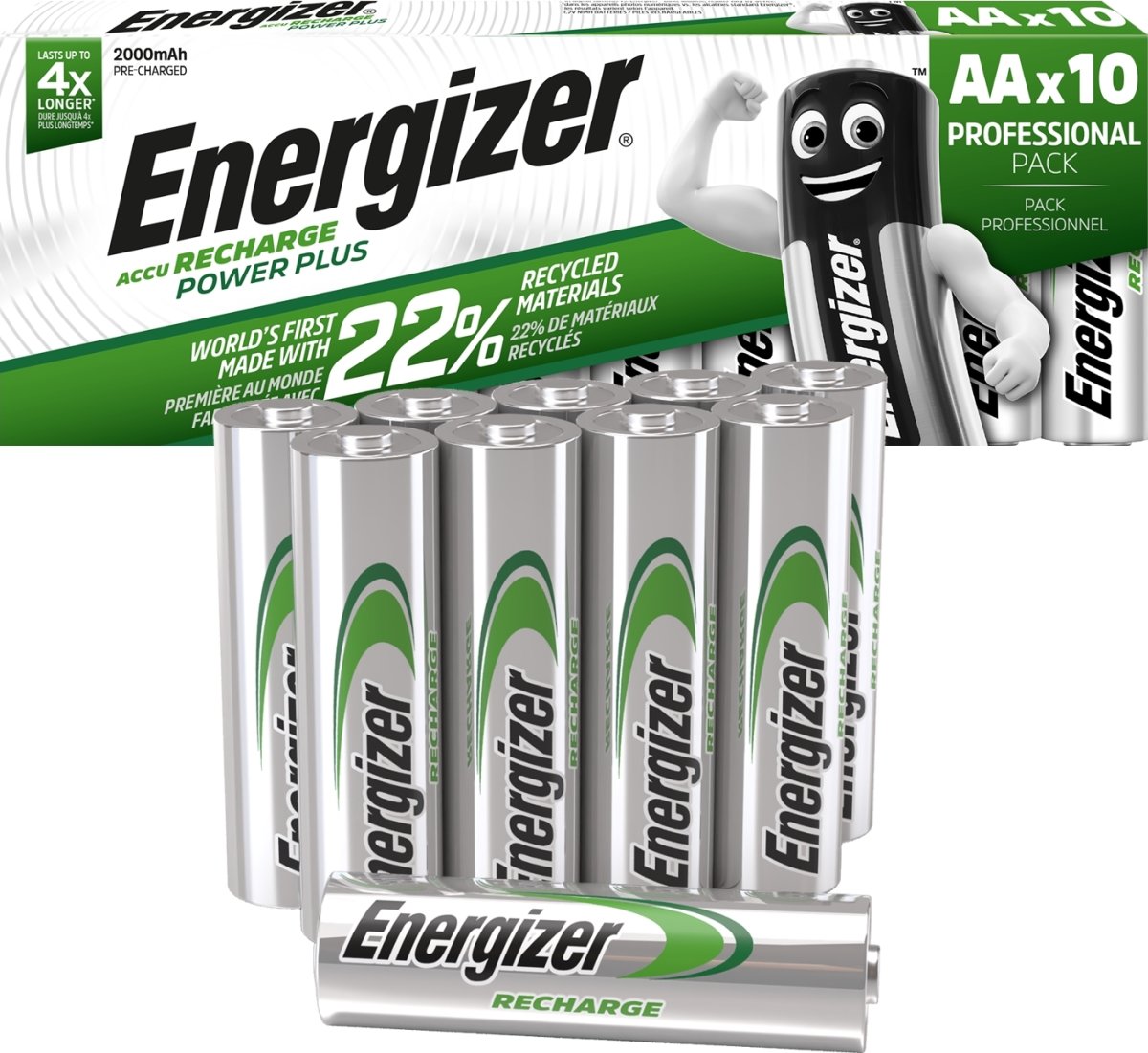 Energizer genopladelig Power Plus AA batteri 10stk