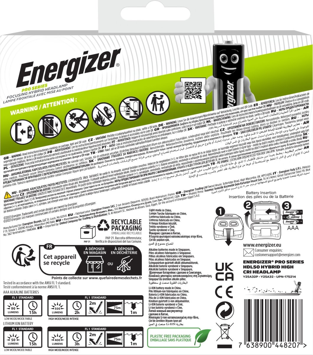 Energizer Pro-serien fokus hybridpandelampe, 500lm